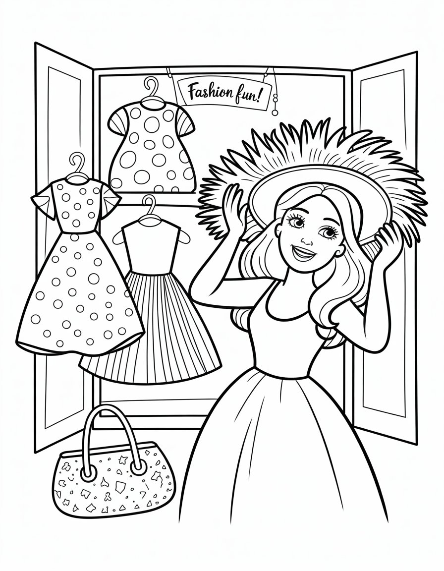 barbie dress up coloring page
