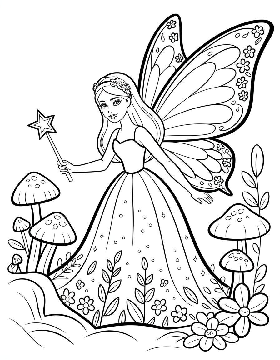 barbie fairy coloring page