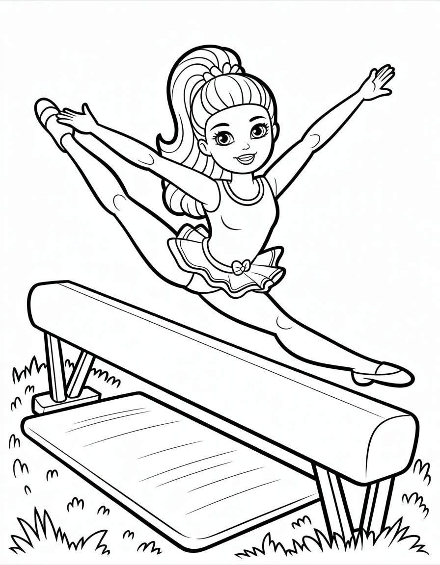 barbie gymnast coloring page