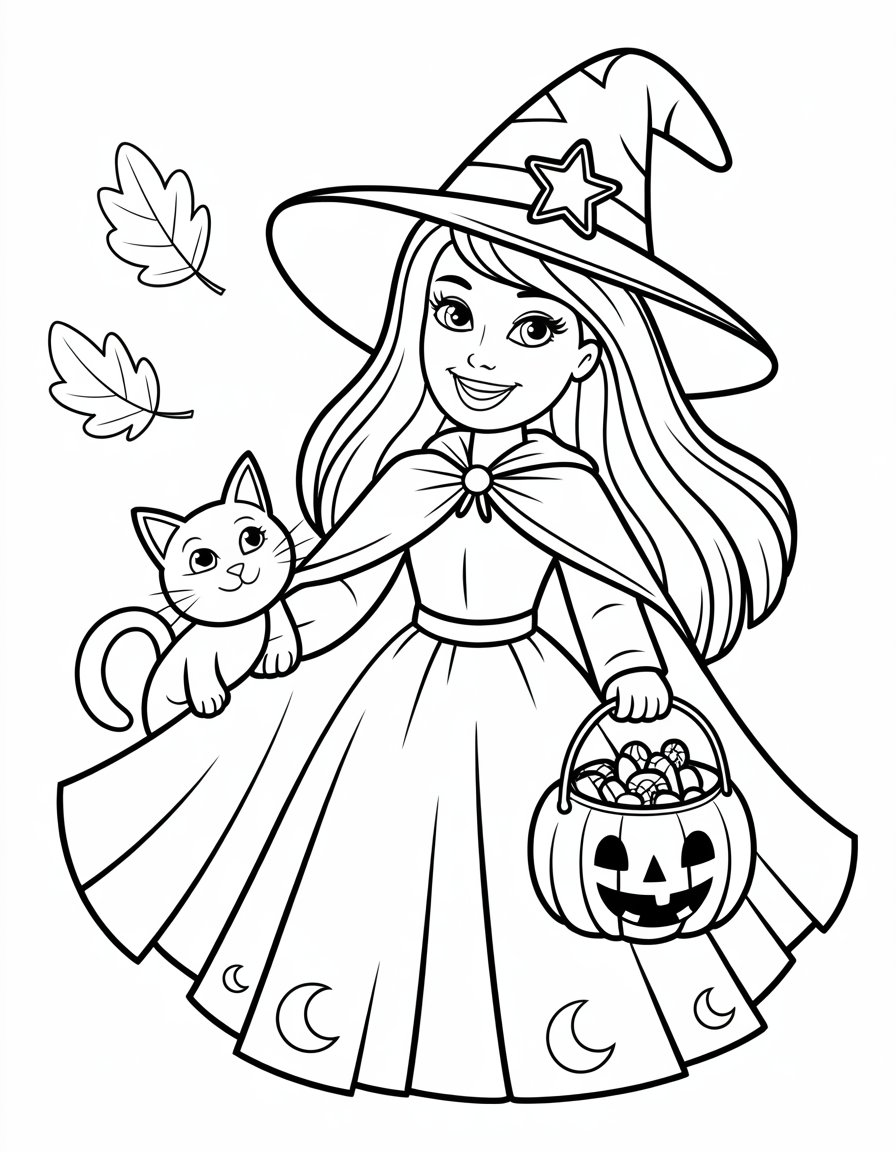 barbie halloween coloring page