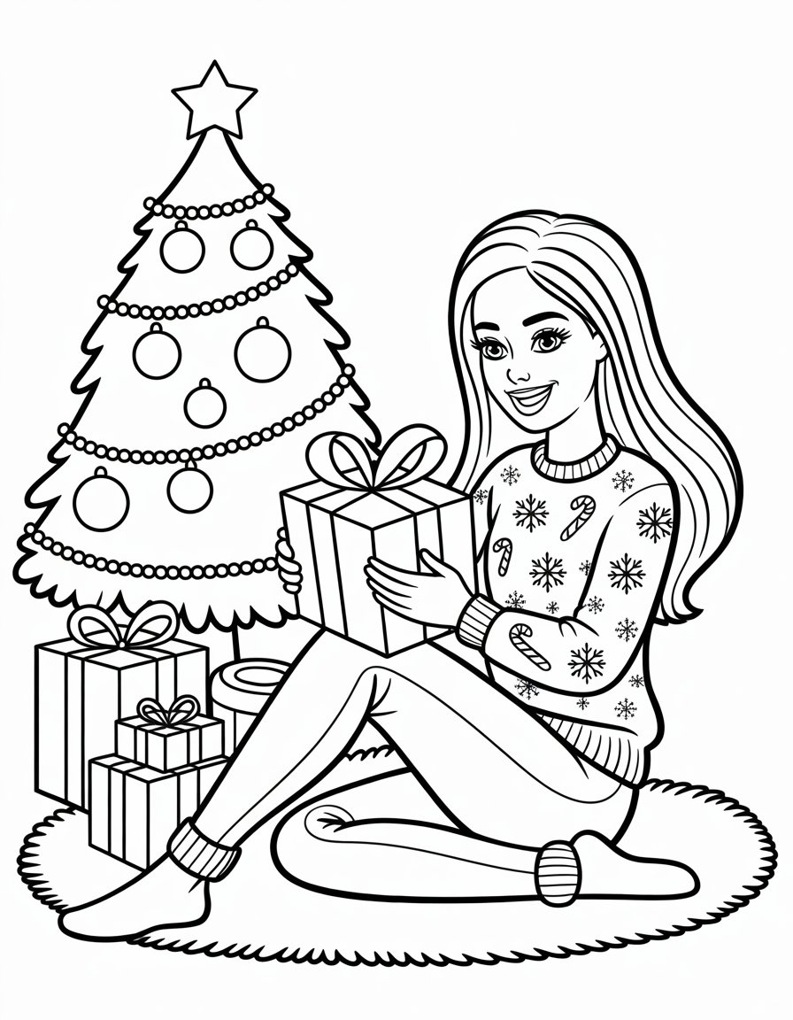 barbie holiday coloring page