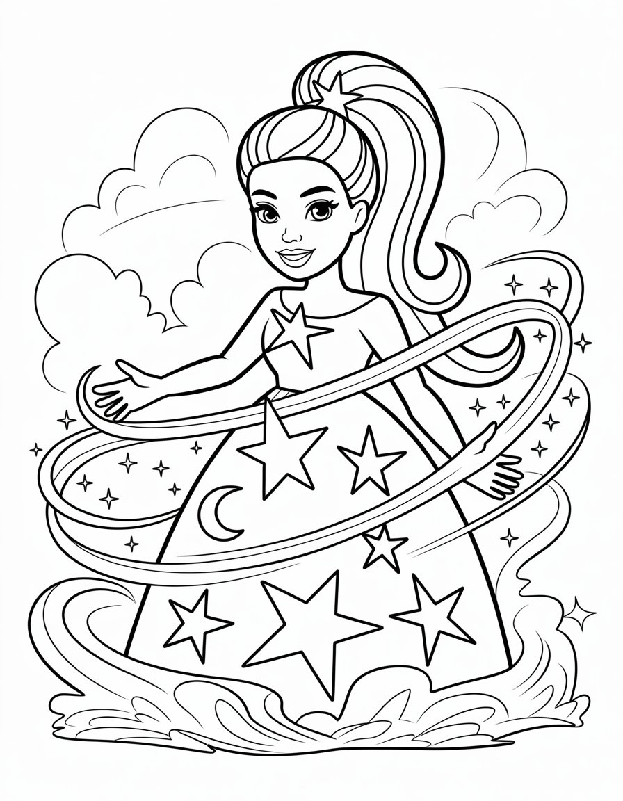 barbie magic coloring page