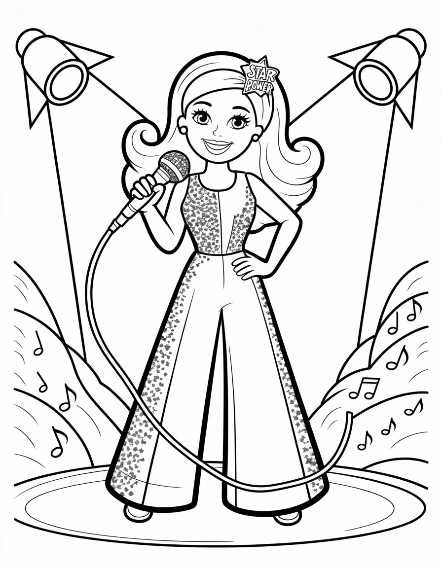 barbie music star coloring page