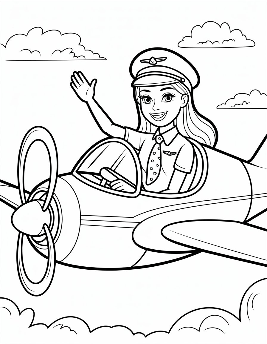 barbie pilot coloring page