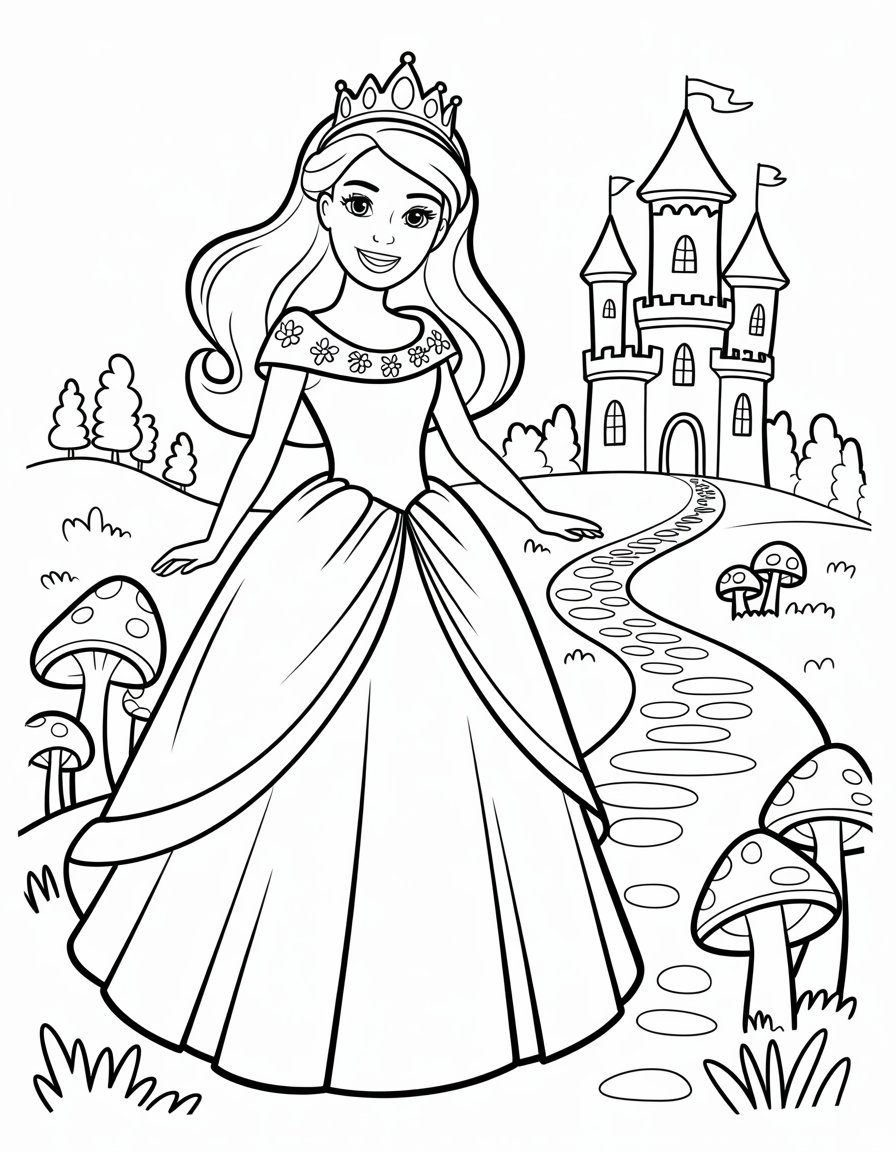 barbie princess adventure coloring page