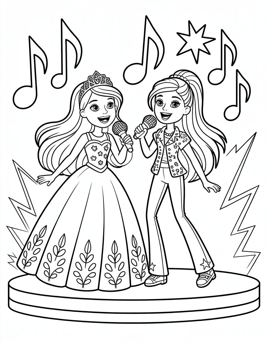 barbie princess and the popstar coloring page