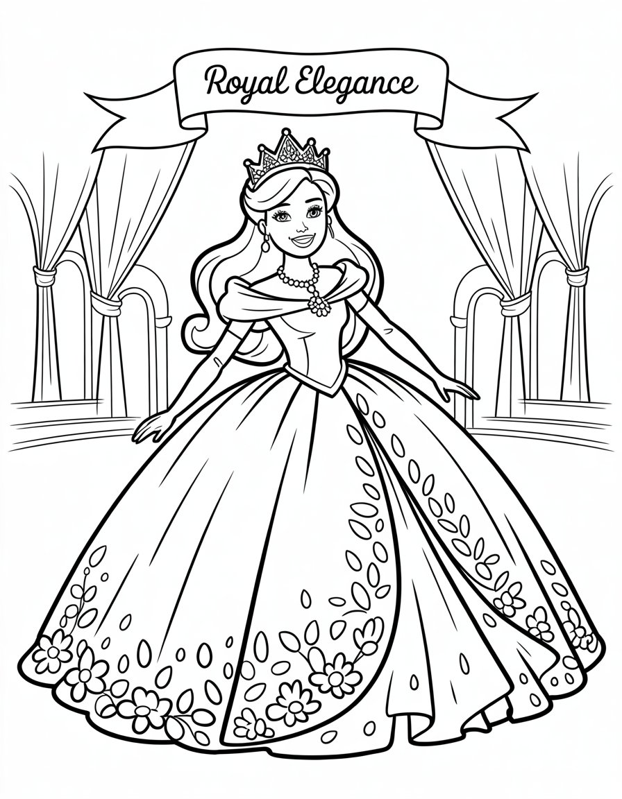 barbie princess coloring page