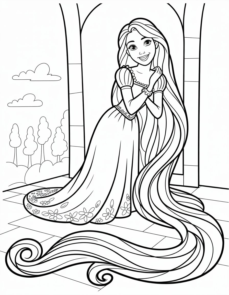 barbie rapunzel coloring page