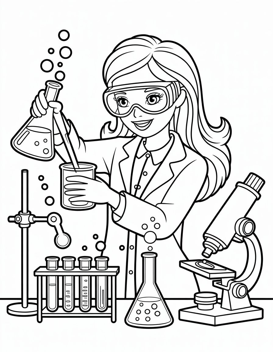 barbie science lab coloring page