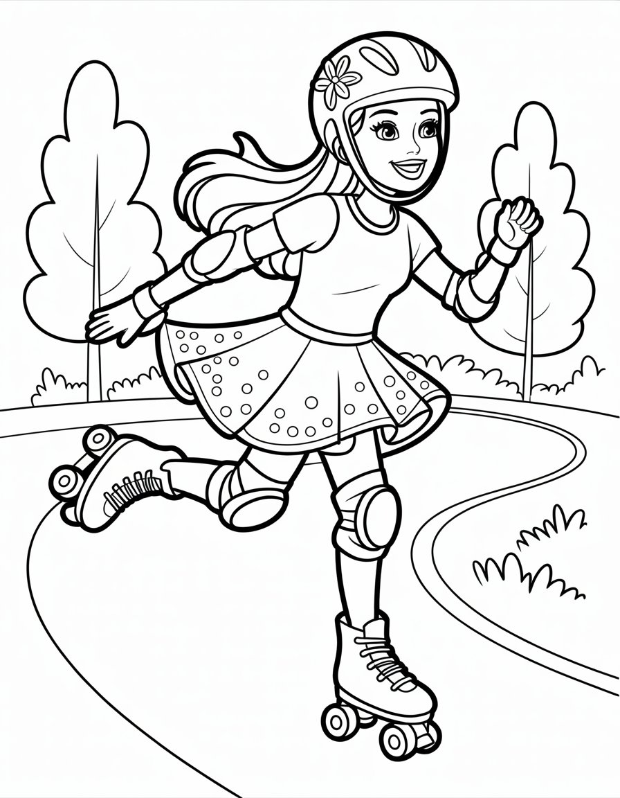 barbie skating coloring page