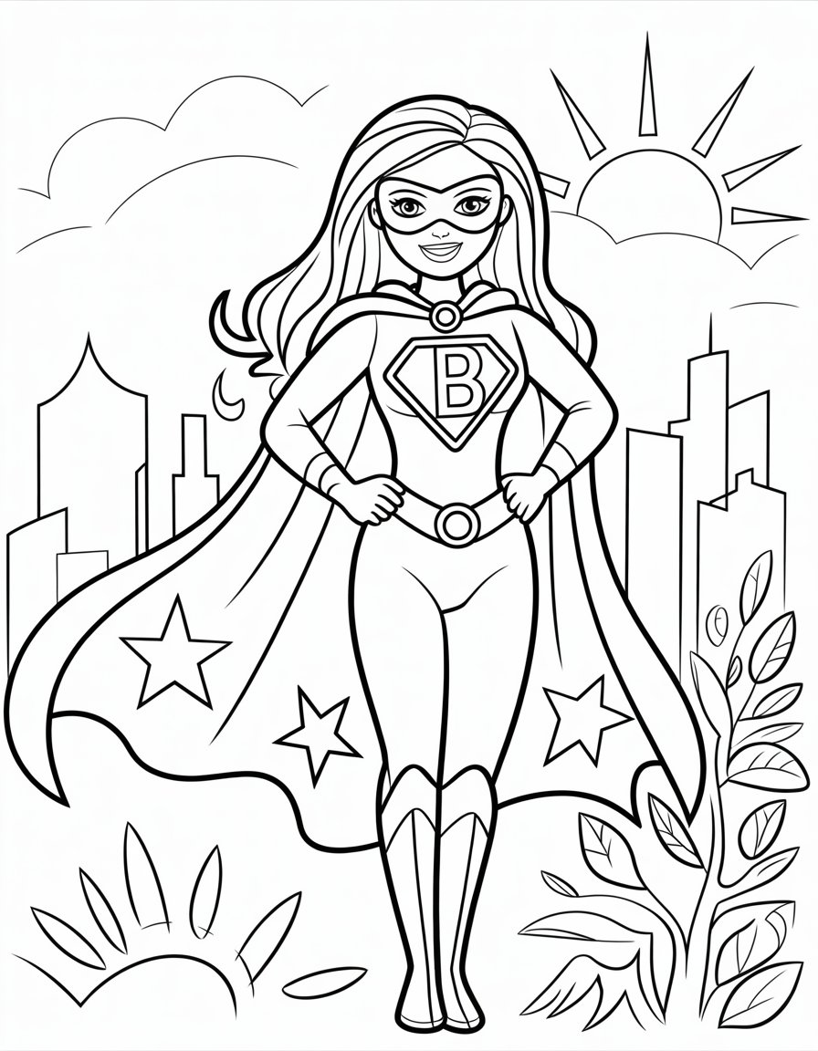 barbie superhero coloring page