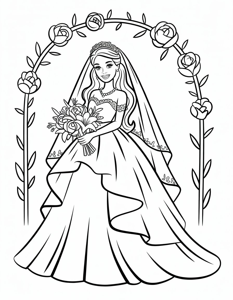 barbie wedding coloring page
