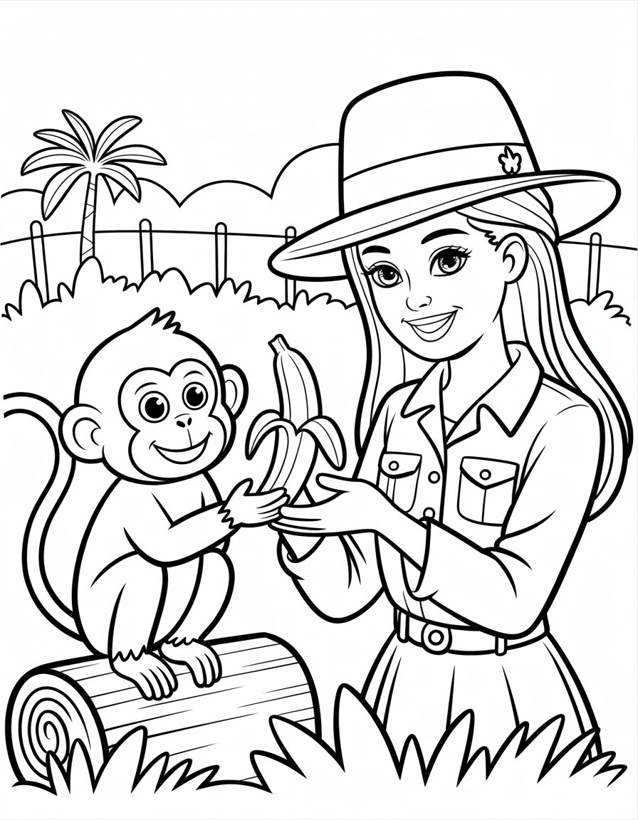 barbie zoo keeper coloring page