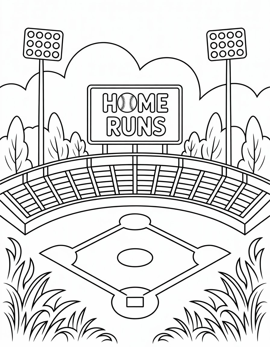 baseball stadium coloring page