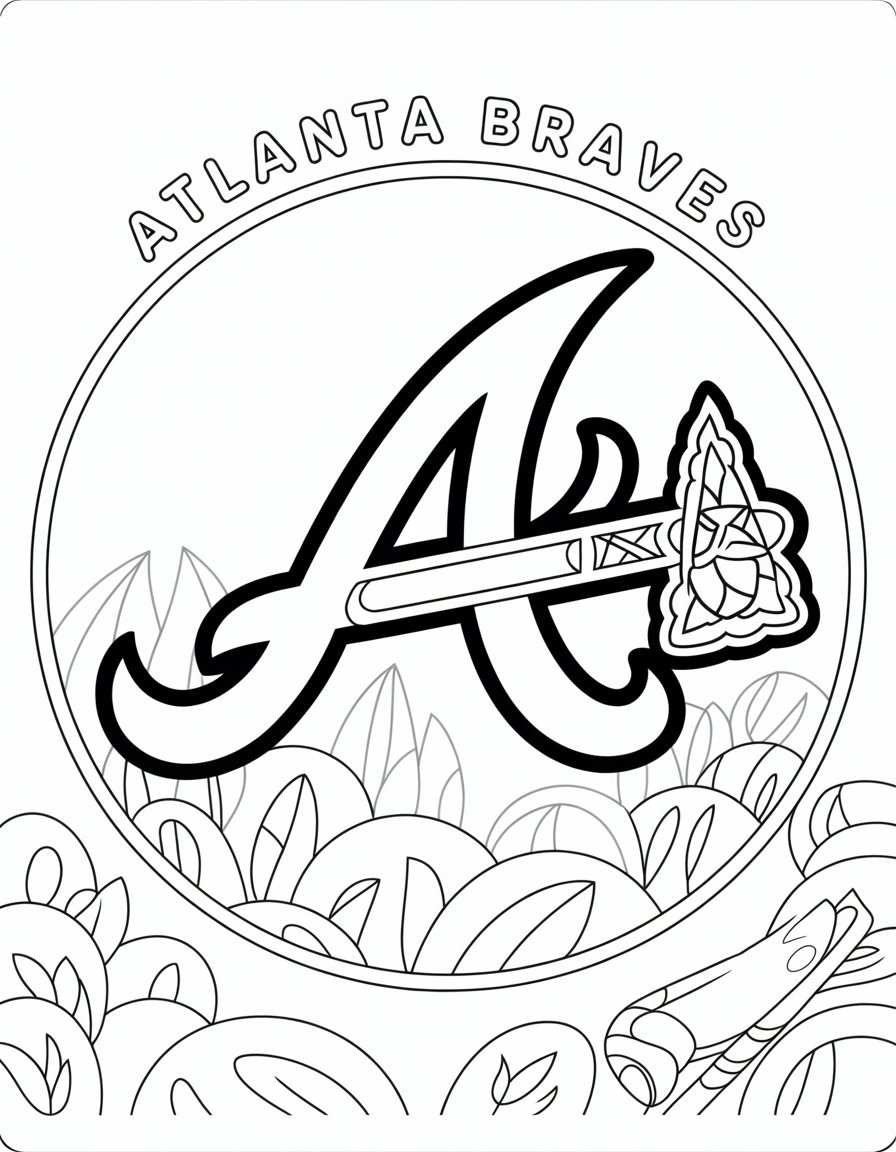braves baseball coloring page