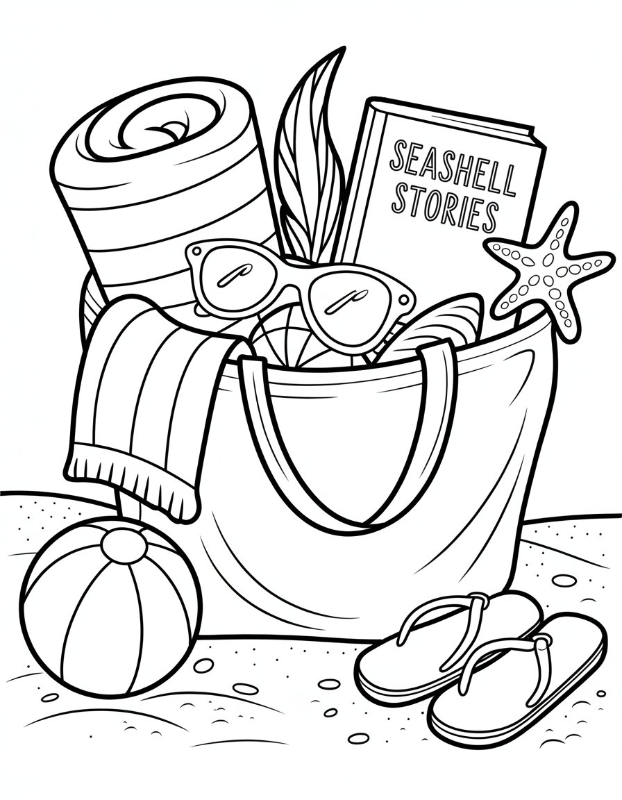 beach bag coloring page