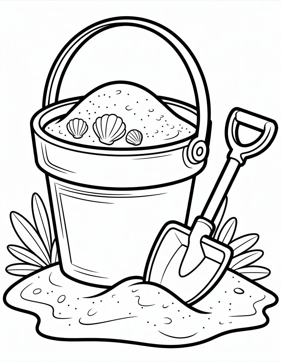 beach bucket coloring page