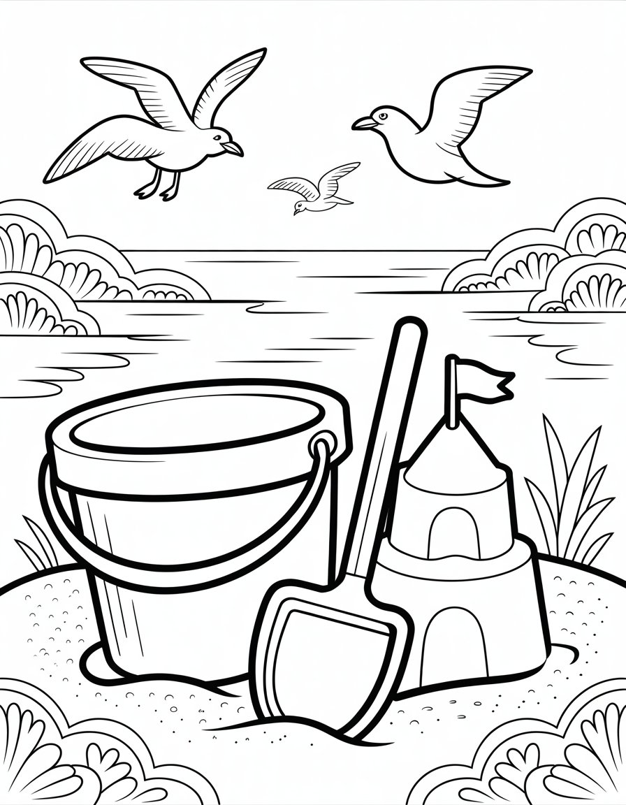 beach day coloring page