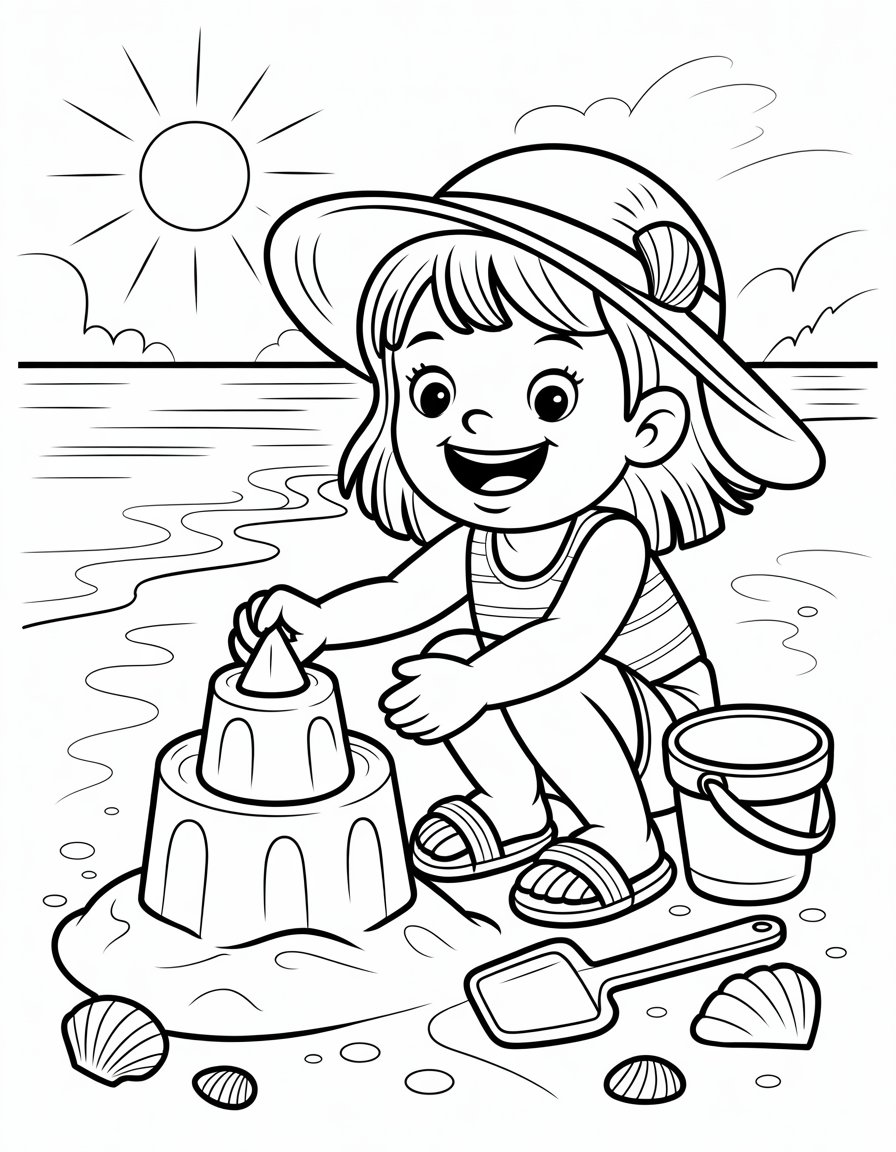 beach girl coloring page