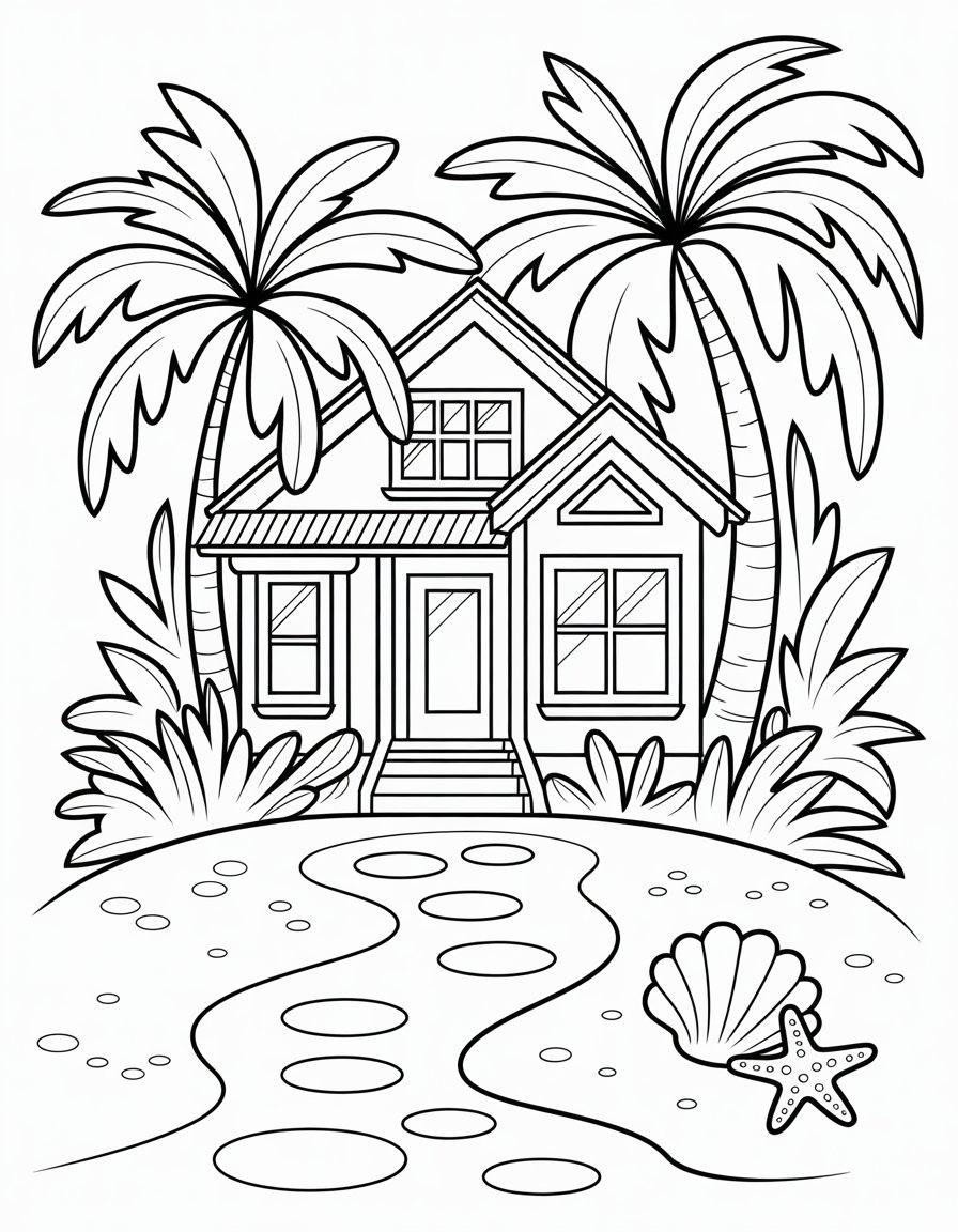 beach house coloring page