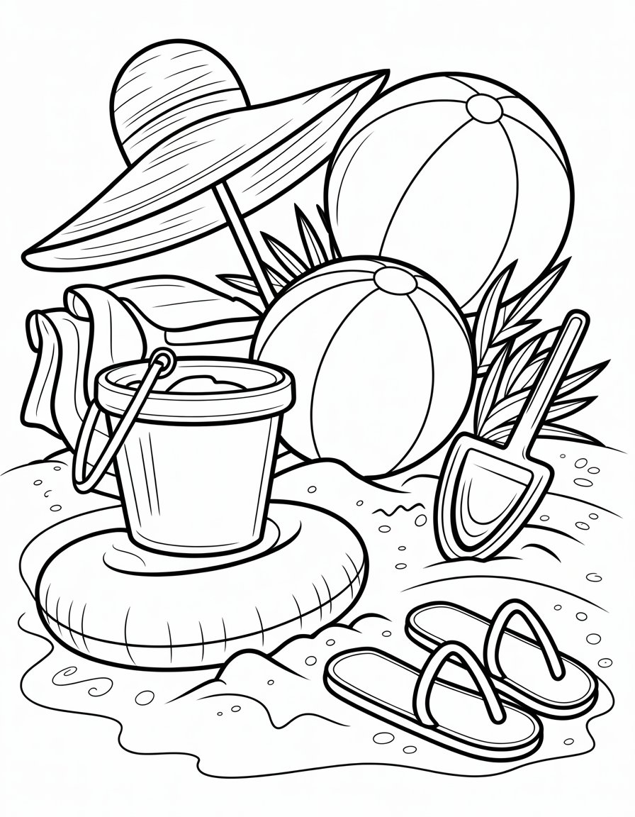 beach items coloring page