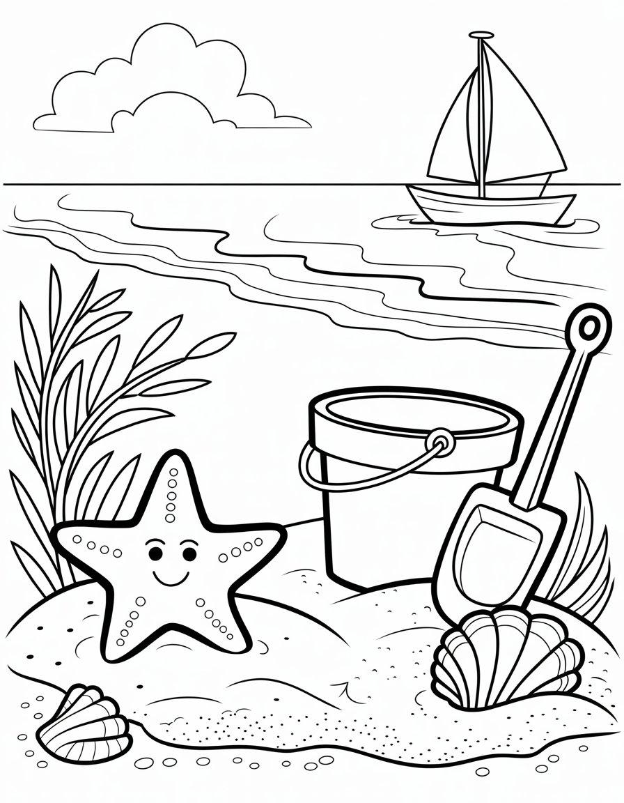 beach theme coloring page
