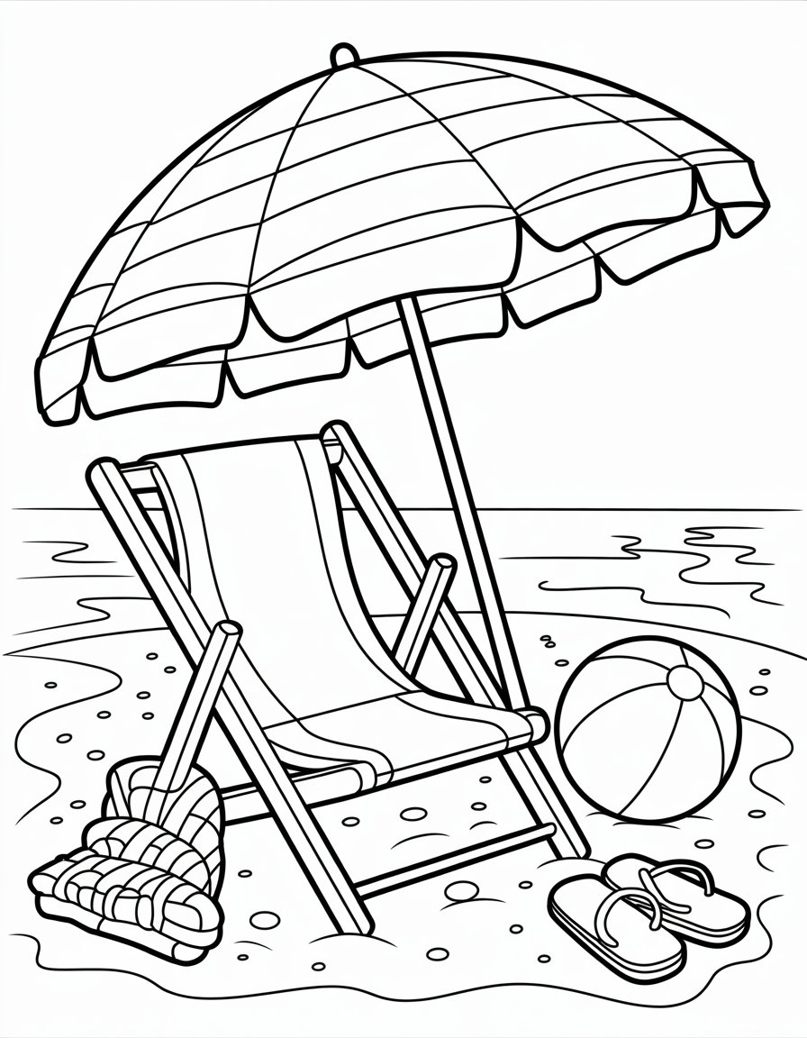 beach umbrella coloring page