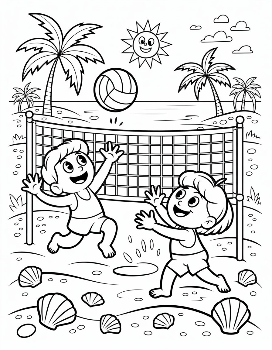 beach volleyball coloring page