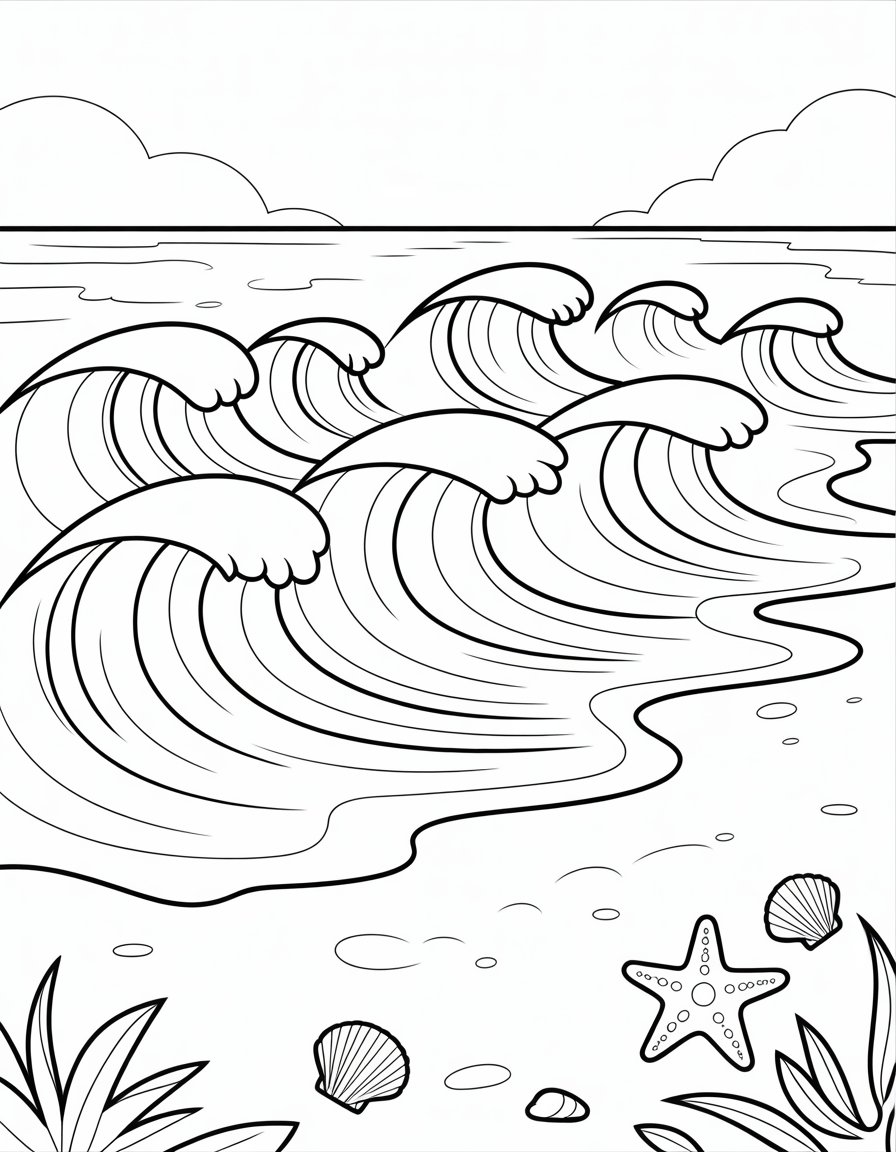 ocean waves coloring page