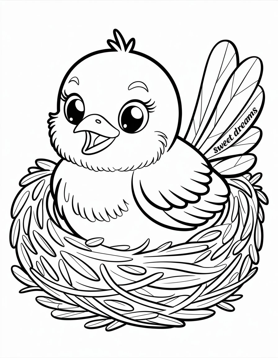 baby bird coloring page