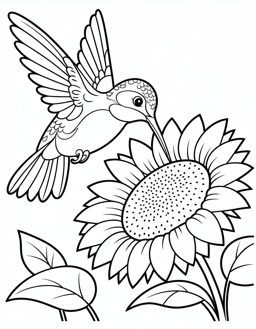 bird and flower coloring page