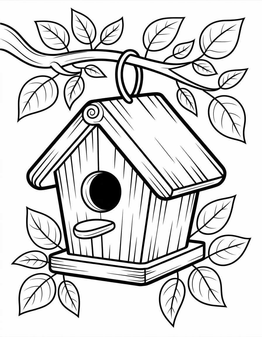 bird house coloring page