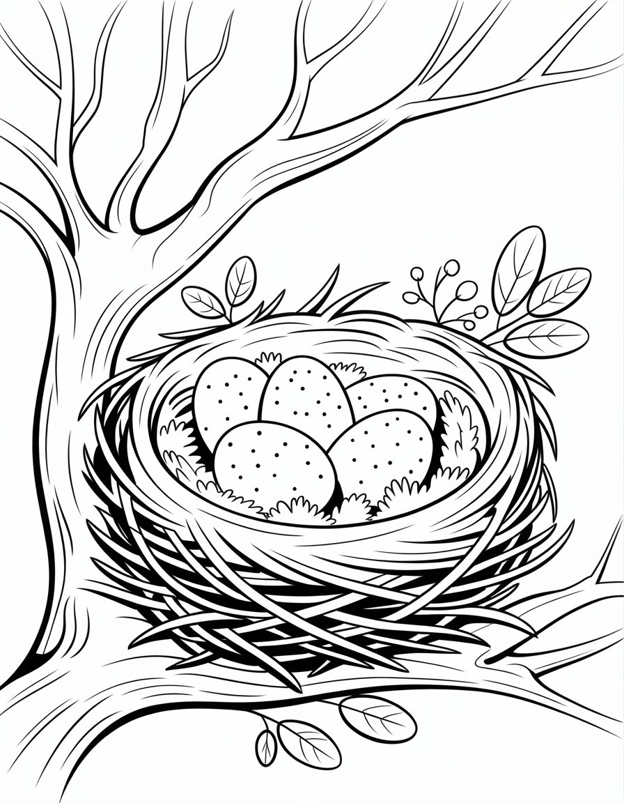 bird nest coloring page