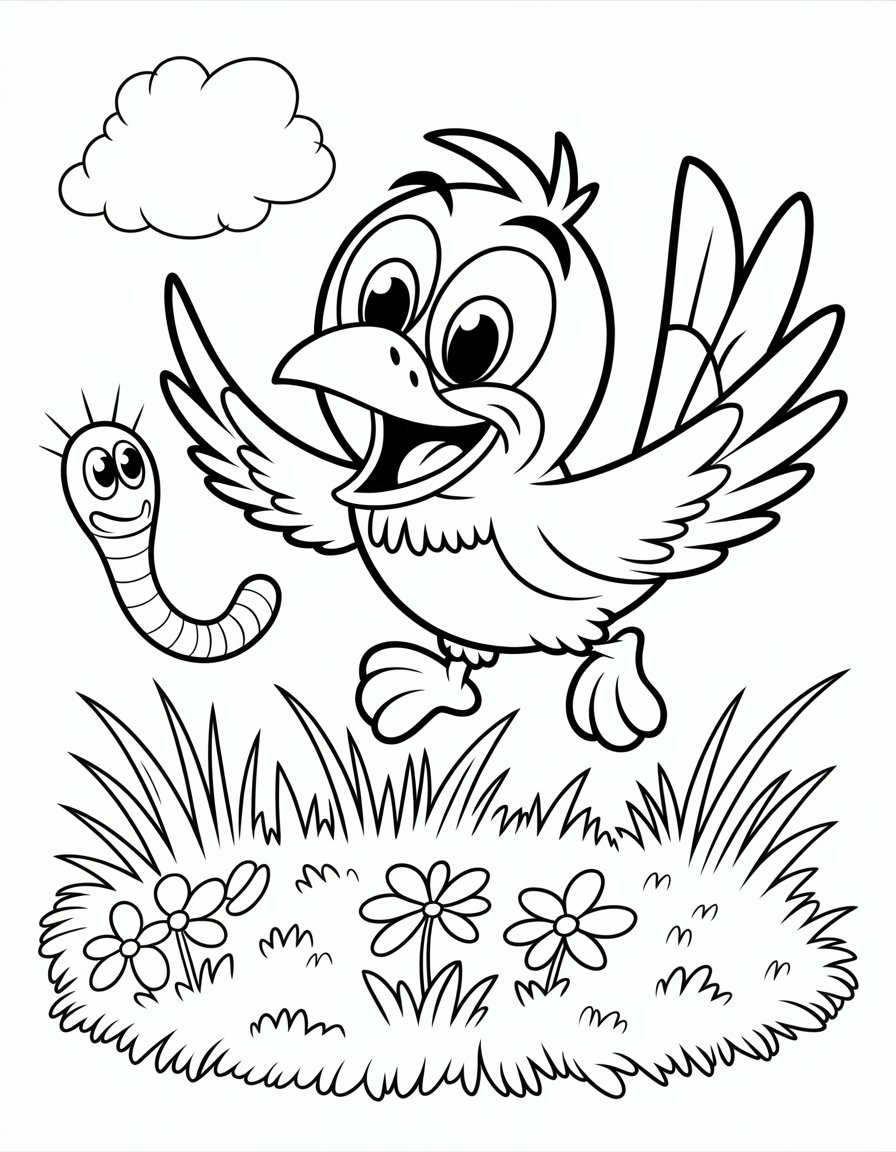 cartoon bird coloring page
