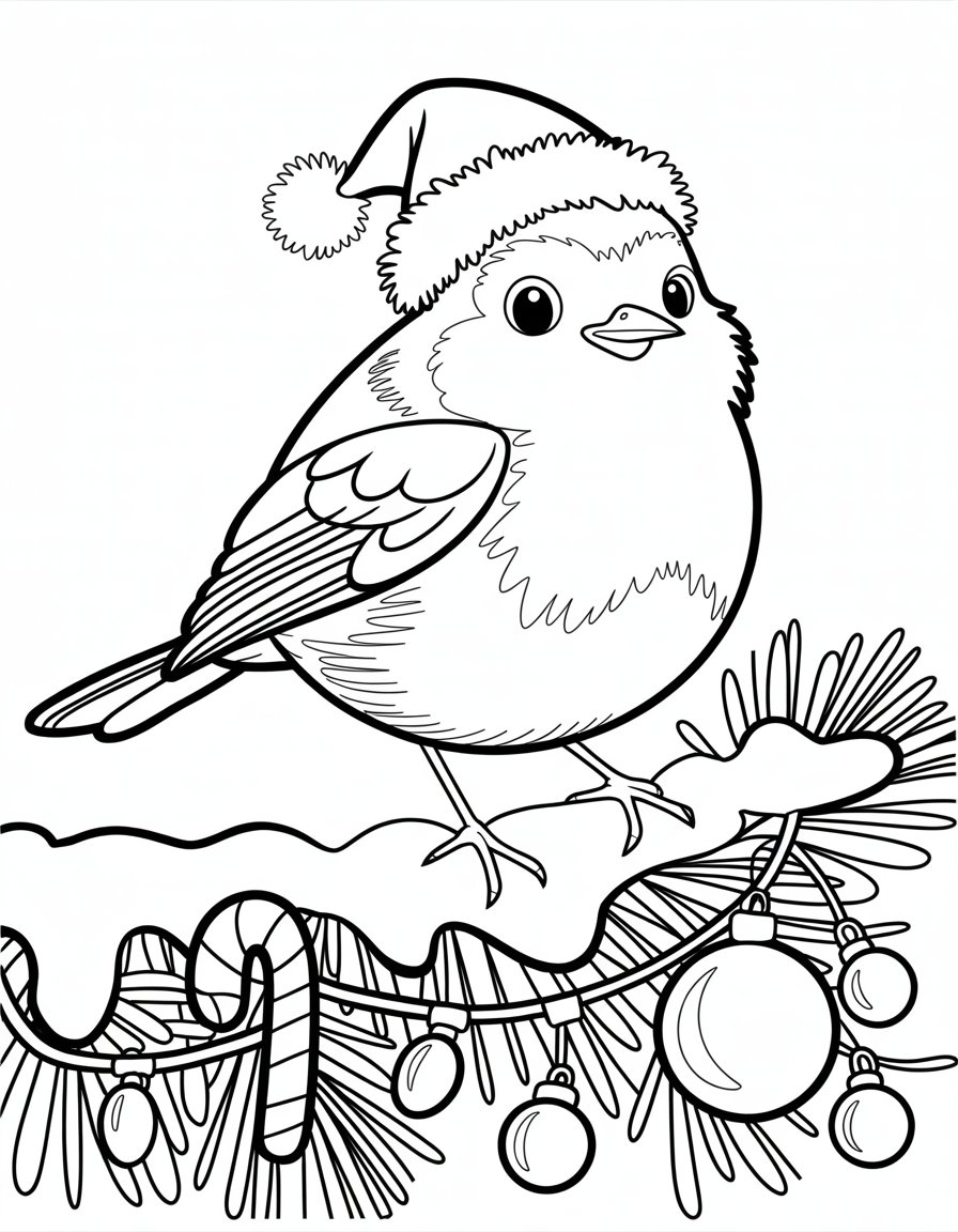 christmas bird coloring page