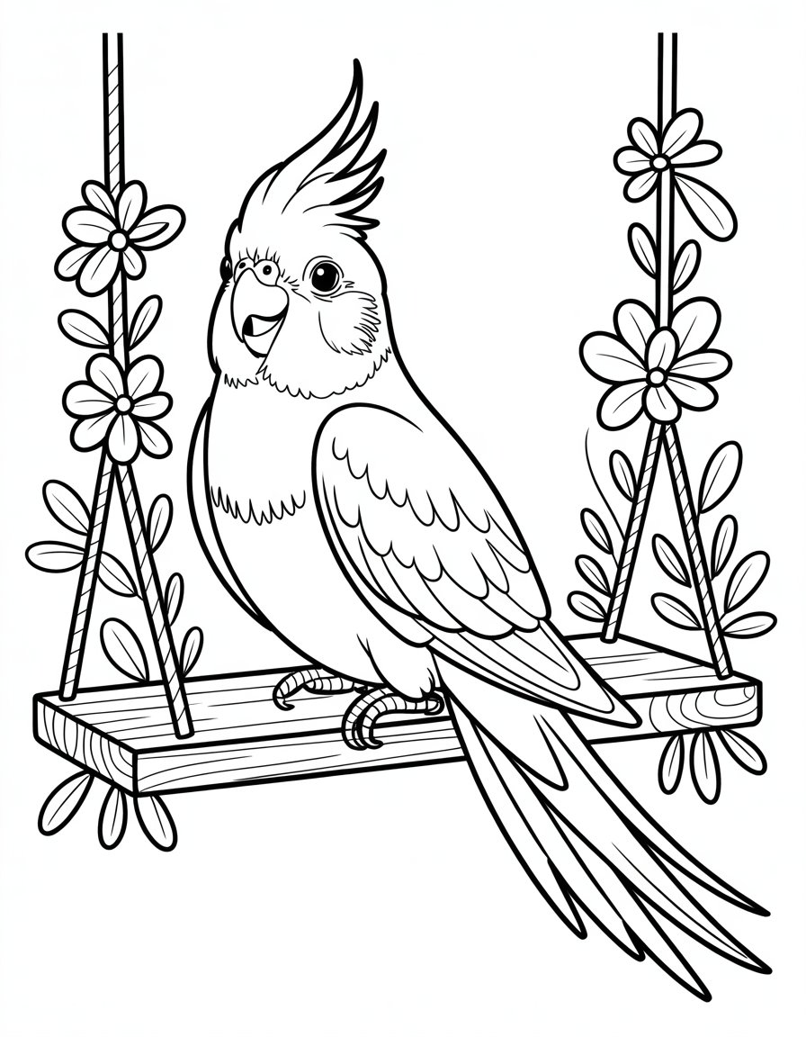 cockatiel bird coloring page