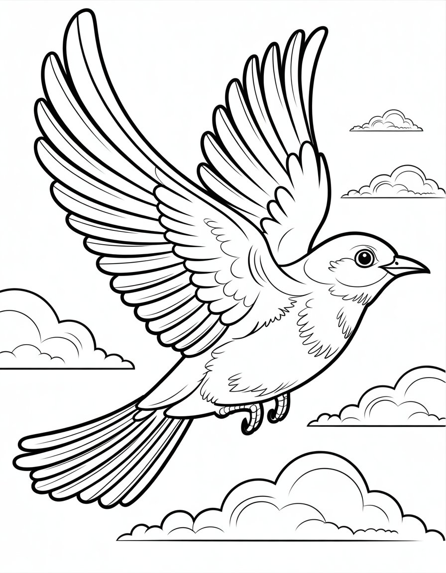 flying bird coloring page