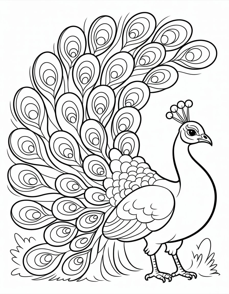 peacock bird coloring page