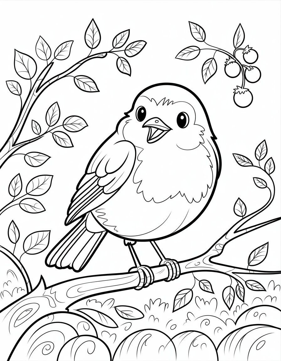 robin bird coloring page