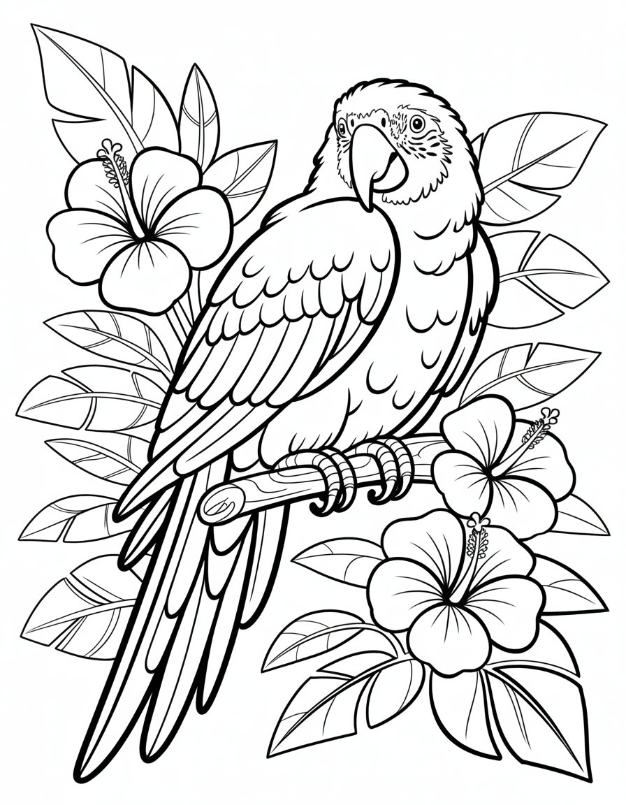 tropical bird coloring page