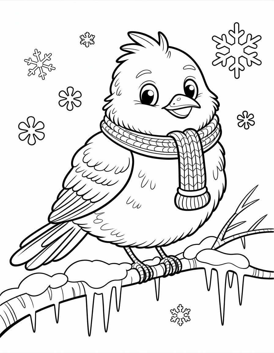 winter bird coloring page
