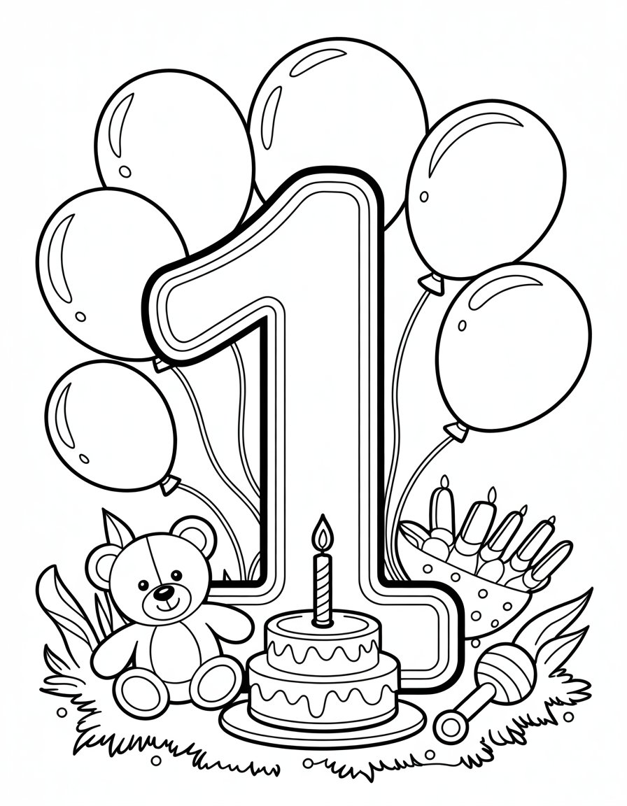 1st birthday coloring page