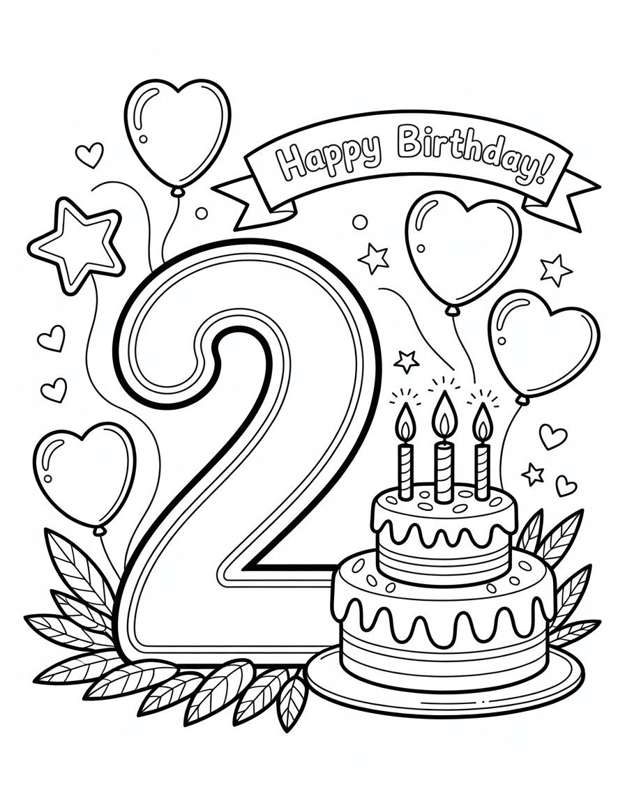 2nd birthday coloring page