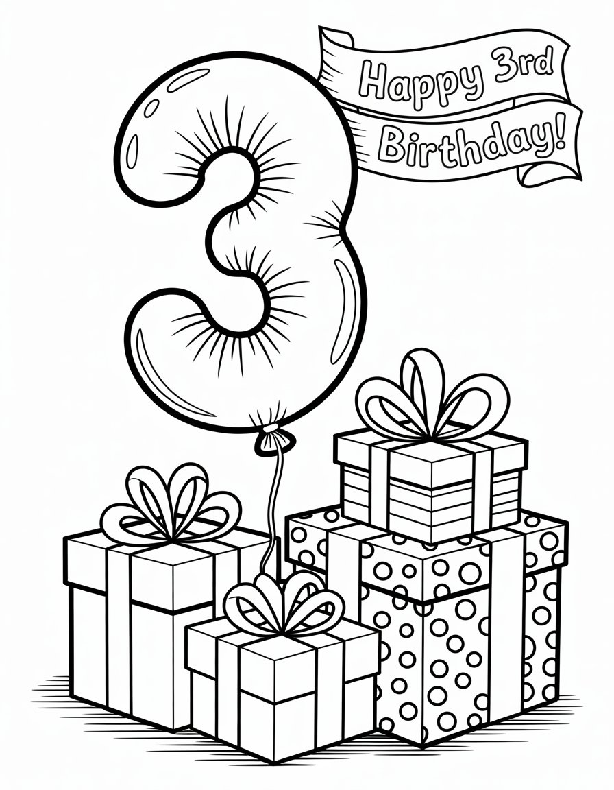 3rd birthday coloring page