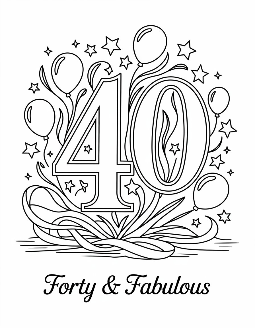 40th birthday coloring page