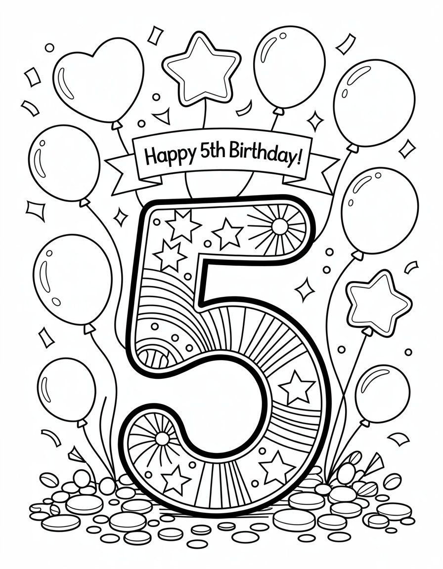 5th birthday coloring page