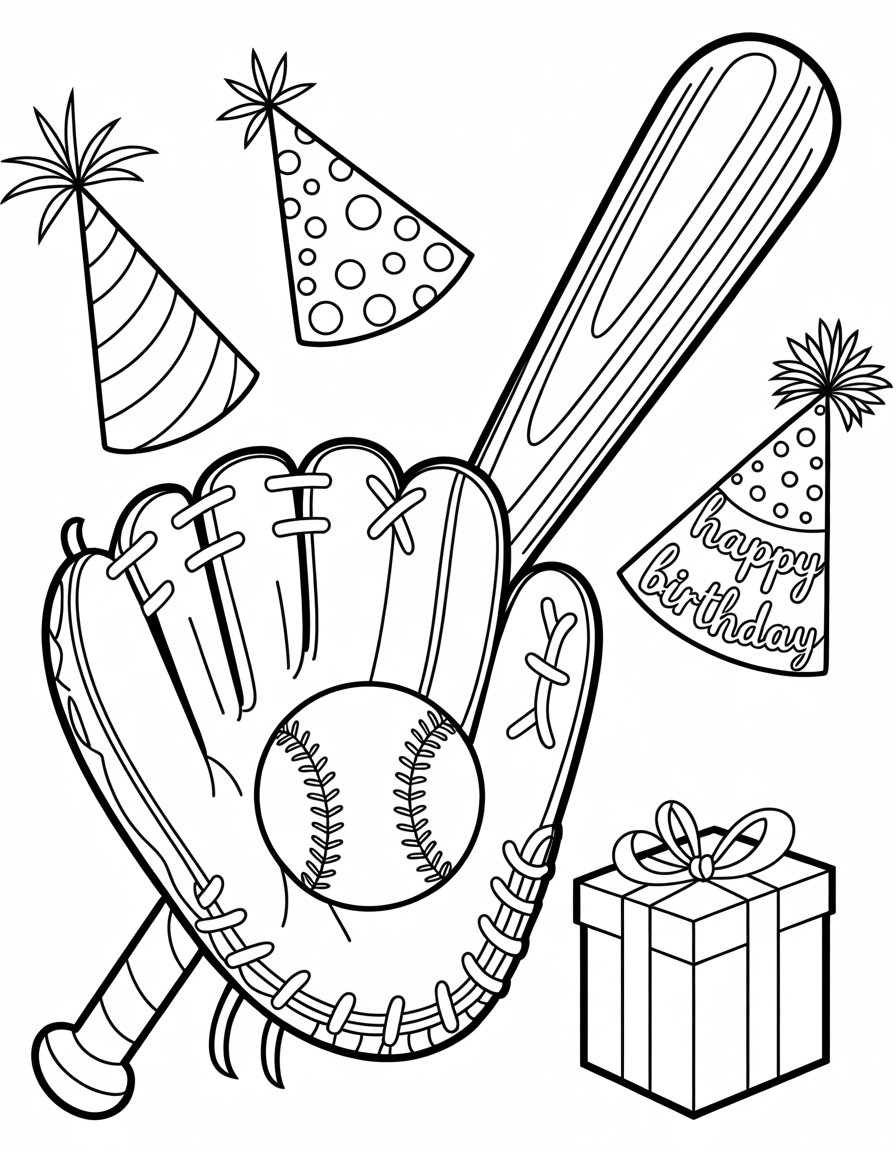 baseball birthday coloring page