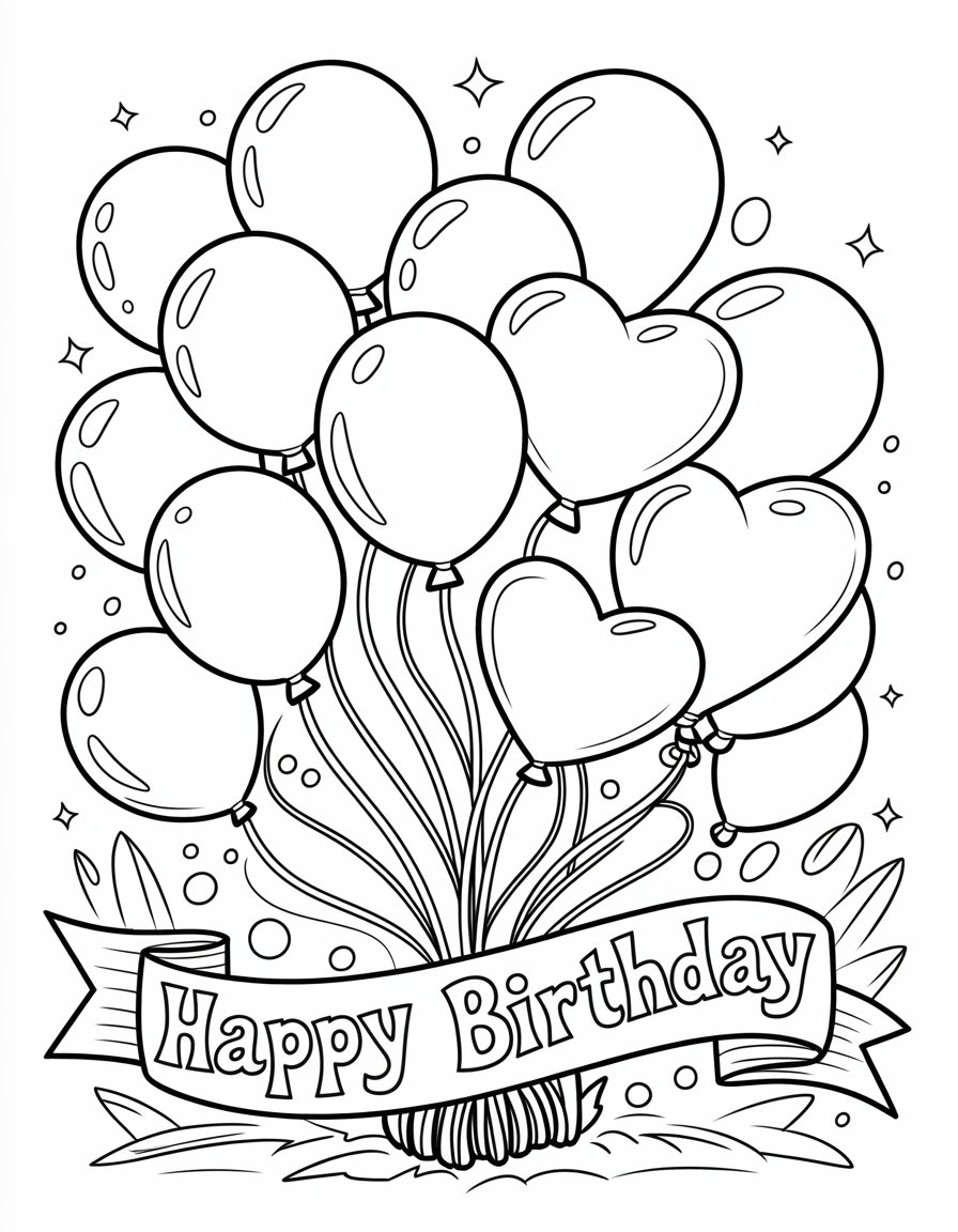 birthday balloon coloring page