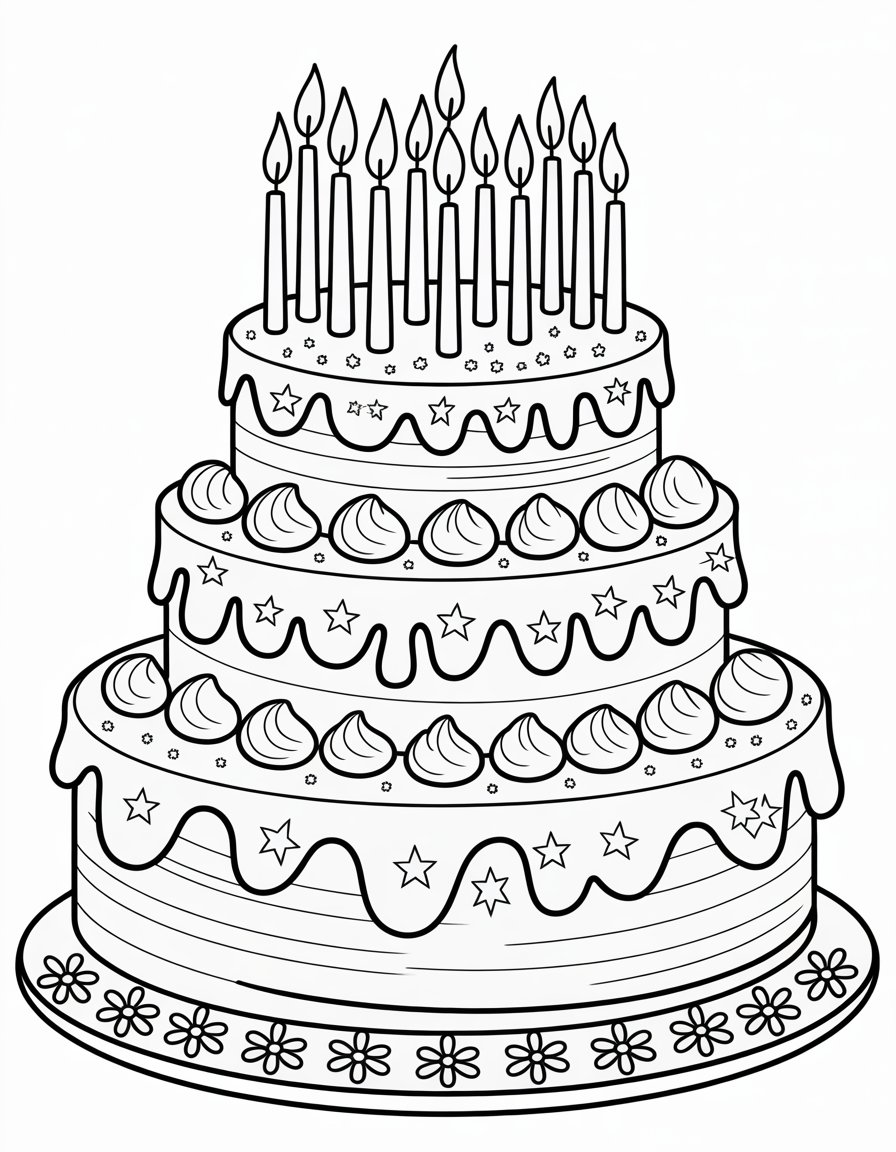 birthday cake coloring page