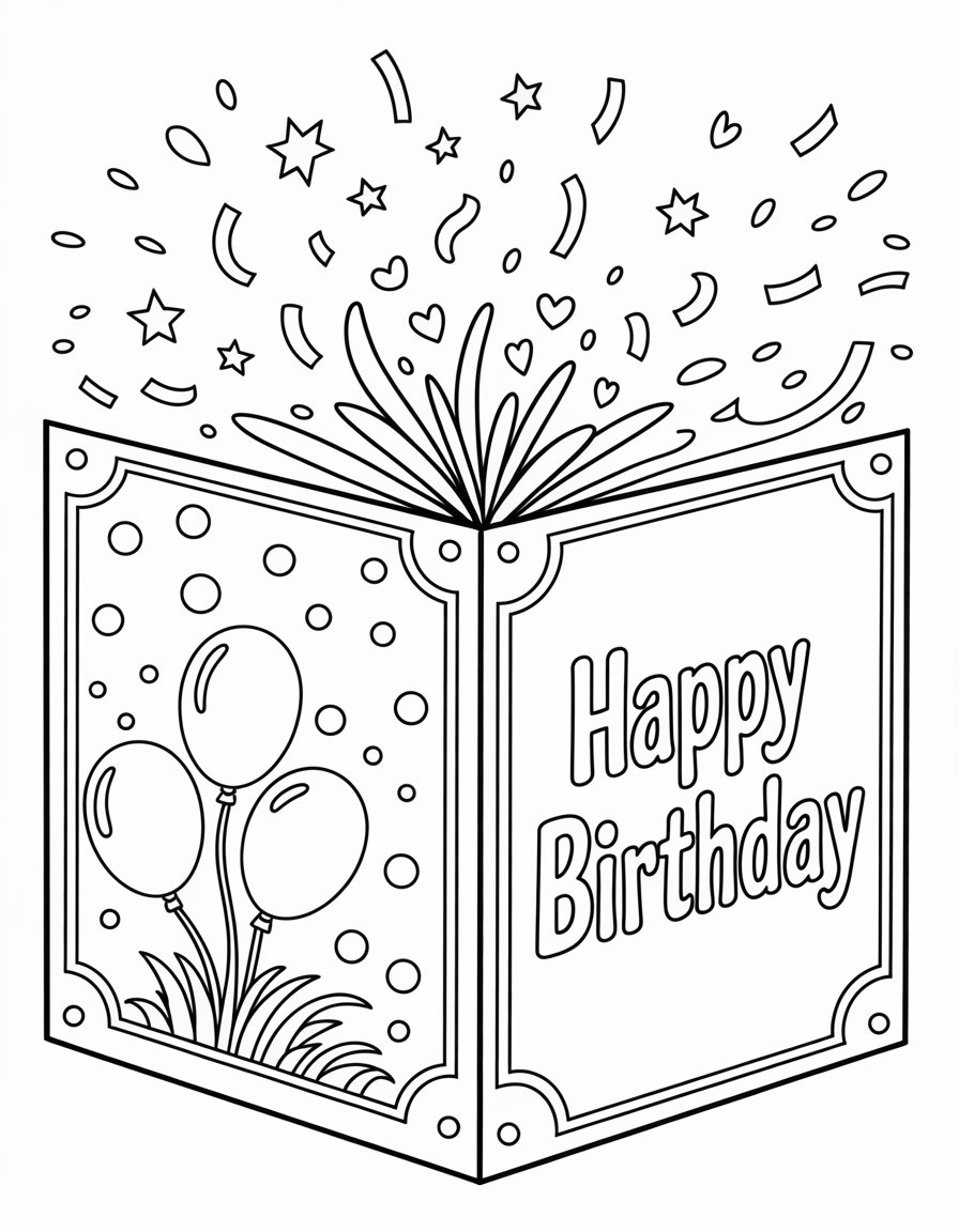 birthday card coloring page